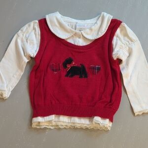 Vintage Red Sweater Vest Top with White Peter Pan Collar